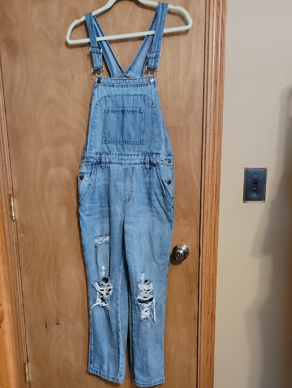 wild fable Light Blue Denim Overall Topstitched Detail